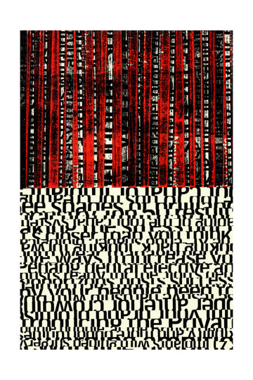 Red Stripes and Fragmented Text | Poster - Passepartout