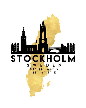 Stockholm Gold Map Skyline | Poster - Passepartout