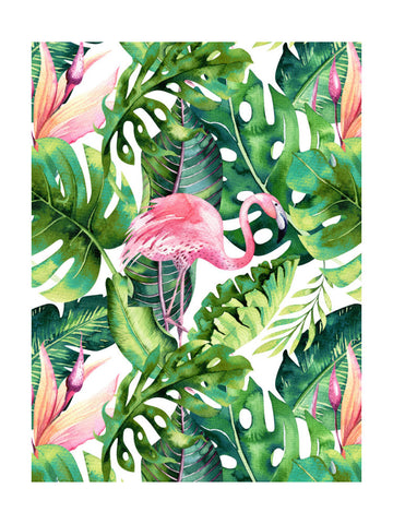 Tropical Flamingo Leaves | Poster - Passepartout