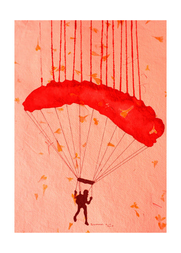 Skydiver Among Petals | Poster - Passepartout