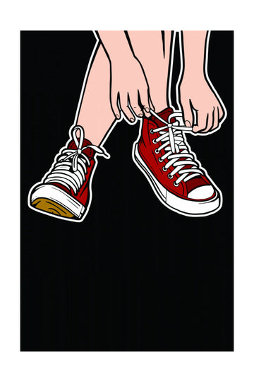 Tying Red Sneakers | Poster - Passepartout