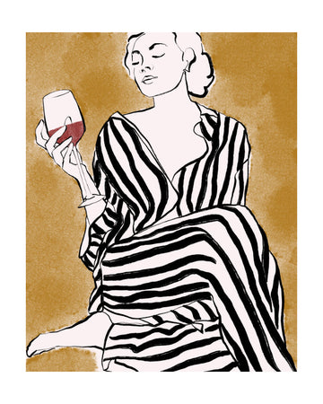 Striped Serenity With Wine | Poster - Passepartout