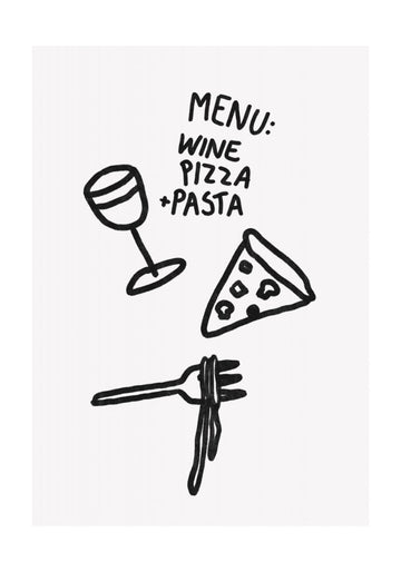 Wine Pizza Pasta | Poster - Passepartout