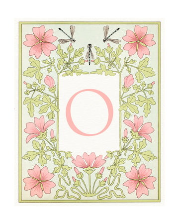 Elegant Floral Letter O | Poster - Passepartout