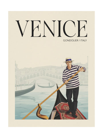 Venice Gondolier Scene | Poster - Passepartout