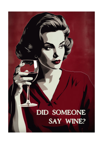 Retro Wine Woman | Poster - Passepartout