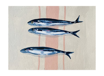 Three Blue Sardines | Poster - Passepartout