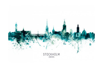 Stockholm Watercolor Skyline | Poster - Passepartout
