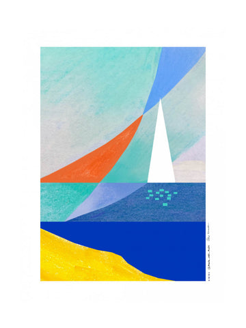 Geometric Ocean Sailboat | Poster - Passepartout
