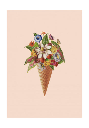 Floral Ice Cream Cone | Poster - Passepartout