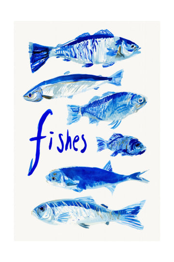 Painted Blue Fishes | Poster - Passepartout