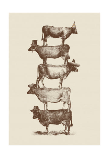 Whimsical Cow Stack | Poster - Passepartout