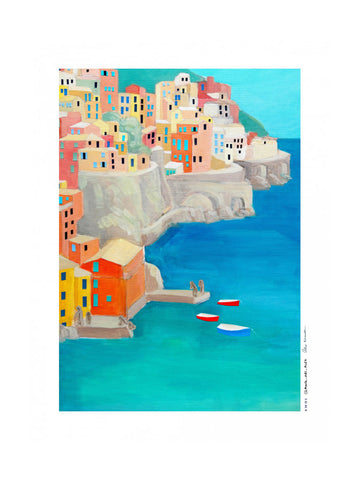 Colorful Coastal Village | Poster - Passepartout