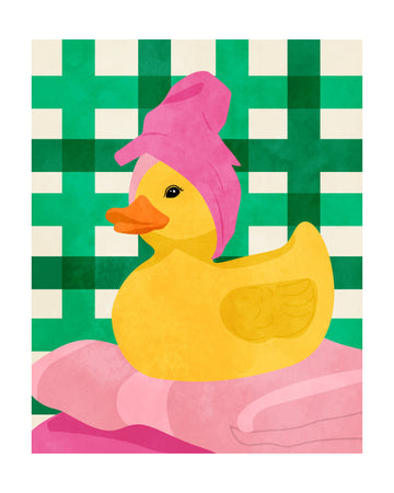 Pink Towel Rubber Duck | Poster - Passepartout