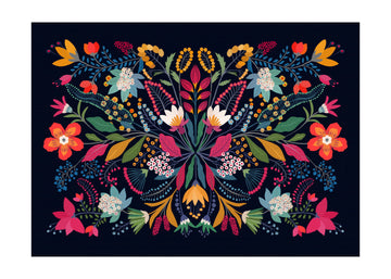 Vibrant Folk Floral Design | Poster - Passepartout