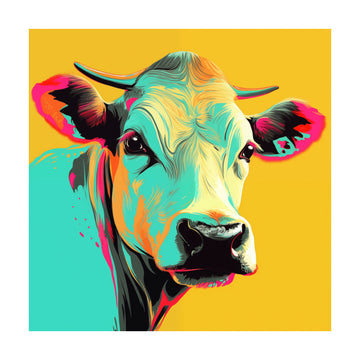 Vibrant Pop Art Cow | Poster - Passepartout