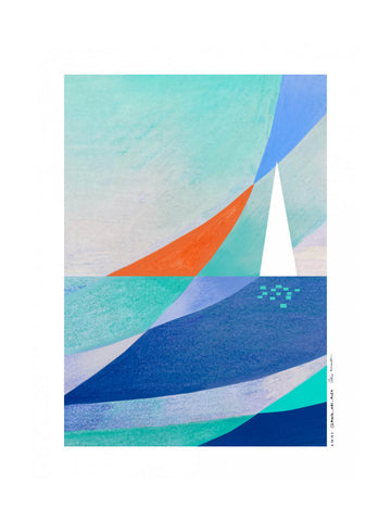 Geometric Ocean Sailboat | Poster - Passepartout
