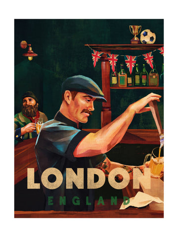 London England Pub Bartender | Poster - Passepartout