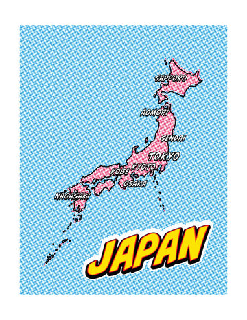 Pop Art Japan Map | Poster - Passepartout