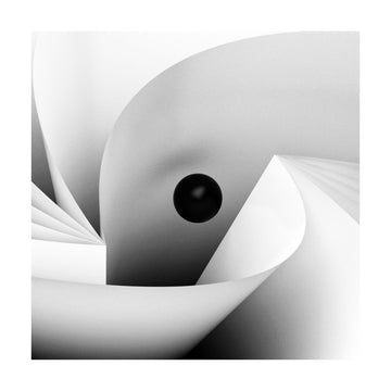 Black Sphere White Curves | Poster - Passepartout