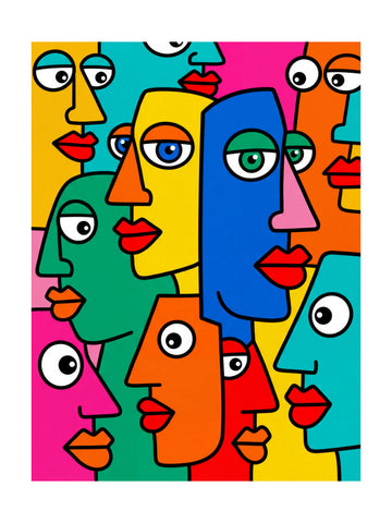 Colorful Abstract Faces | Poster - Passepartout
