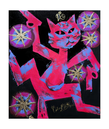 Vibrant Neon Cat | Poster - Passepartout
