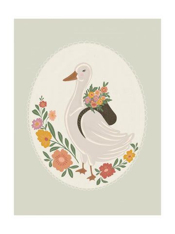Whimsical Floral Goose | Poster - Passepartout