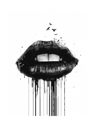 Dark Lips With Birds | Poster - Passepartout