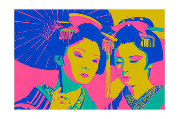 Vibrant Japanese Geishas | Poster - Passepartout