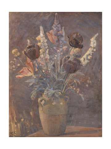 Clay Vase With Tulips and Other Flowers By Karl Schou | Poster - Passepartout