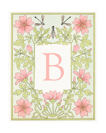 Pink Floral Letter B | Poster - Passepartout