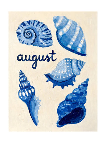 Blue August Seashells | Poster - Passepartout