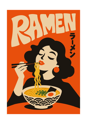 Woman Eating Ramen | Poster - Passepartout
