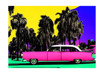 Pink Retro Palm Scene | Poster - Passepartout