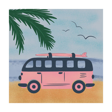 Pink Beach Camper | Poster - Passepartout
