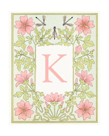 Floral K and Dragonflies | Poster - Passepartout