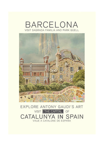 Barcelona Gaudi Landmarks | Poster - Passepartout