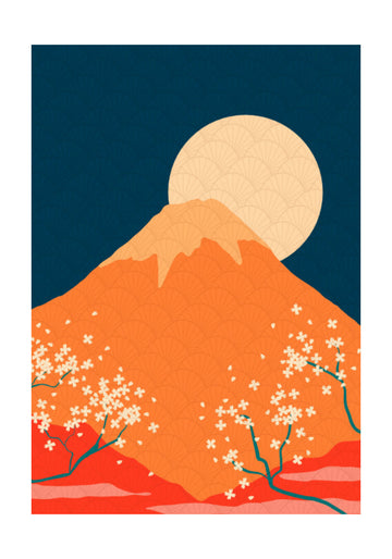 Mount Fuji Cherry Moon | Poster - Passepartout