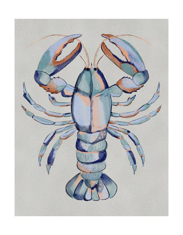 Watercolor Blue Lobster | Poster - Passepartout