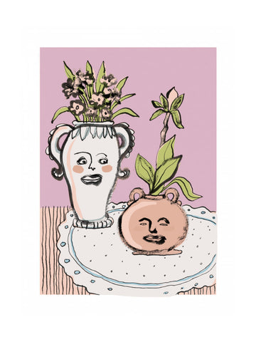 Happy Faces Flower Pots | Poster - Passepartout