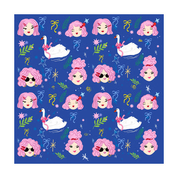 Whimsical Girls Swans Pattern | Poster - Passepartout