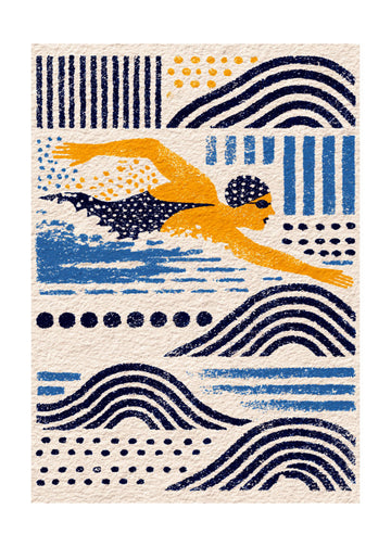 Stylized Swimmer Patterns | Poster - Passepartout