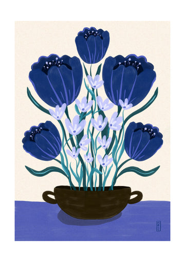 Blue Floral Arrangement | Poster - Passepartout