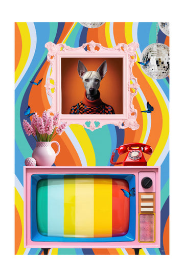 Funky Retro Dog Portrait | Poster - Passepartout