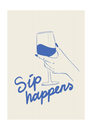 Sip Happens Wine Glass | Poster - Passepartout