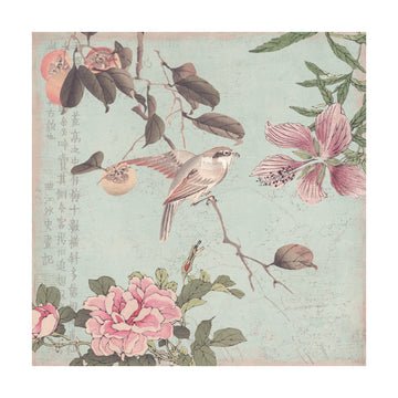 Asian Bird and Peonies | Poster - Passepartout