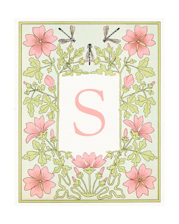 Pink Floral Monogram S | Poster - Passepartout