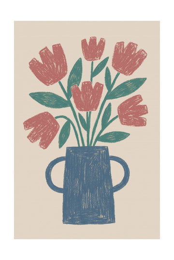 Rustic Tulips in Vase | Poster - Passepartout