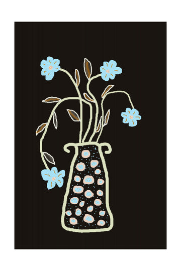 Blue Flowers In Decorative Vase | Poster - Passepartout