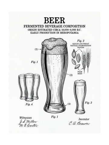 Beer Patent Drawing | Poster - Passepartout
